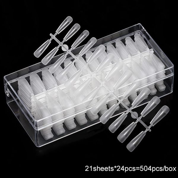 details of 504PCS 5styles Ultra Thin Crease-Free Semi-Frosted Nail Tips With Box-3