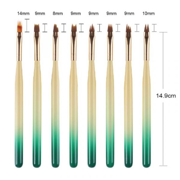 length of Gradient Color Wood Handle 3D Flower Painting Ombre Nail Art Brushes