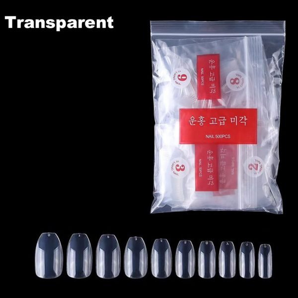 short ballerina full cover nail tips in transparent