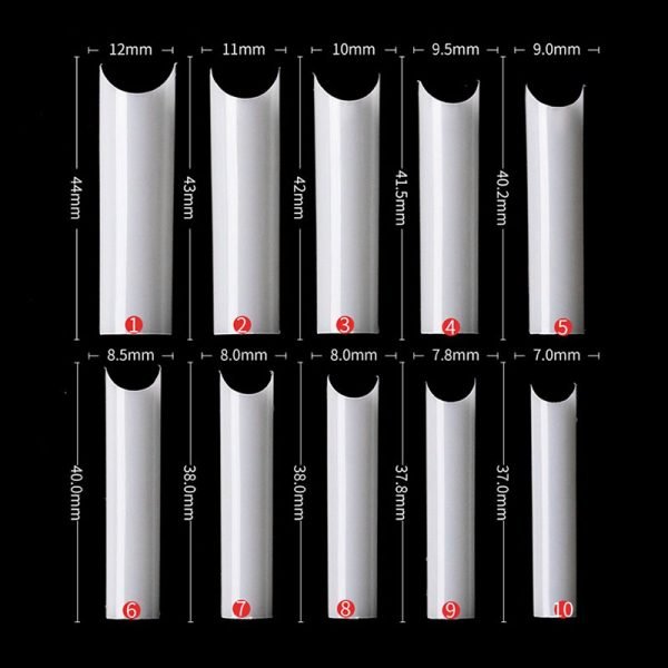 size of Artificial Super Long C Curve French Nail Tips In Bag