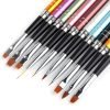 10 PCS Color Plated Metal Handle Nail Art Design Brush Set-2