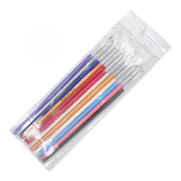 12PCS Colorful Wood Handle Detail Liner Painting Nail Art Brush Set-6