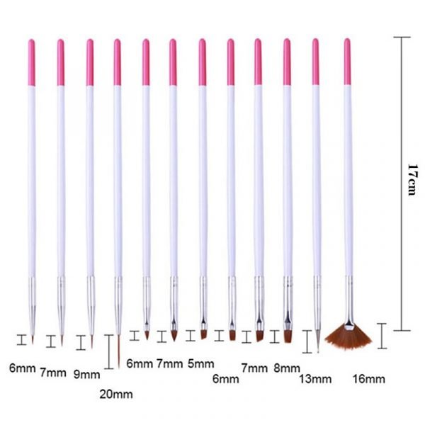 12PCS Different Functions Nail Art Design Brush Kit-5