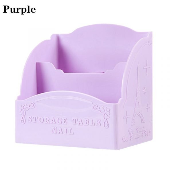 3 Cells Nail Tools Storage Box Organizer Nail Art Brush Display Shelf Holder-purple