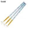 3PCS Acrylic Glitter Chip Handle Nail Art Liner Brush Set -Gold