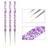 3PCS Glitter Chip Inside Acrylic Handle Nail Art Detail Liner Brush Set-3