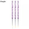 3PCS Glitter Chip Inside Acrylic Handle Nail Art Detail Liner Brush Set-purple