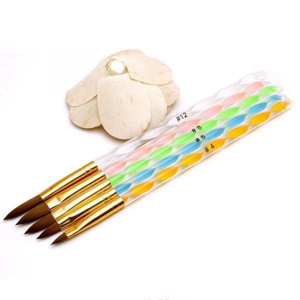 5PCS 2-Ways Acrylic Nail Art Brushes With Acrylic Cuticle Pusher End-2