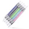 5PCS Double Heads Nail Art Silicone Sculpture Pen With Rhinestone Acrylic Handle