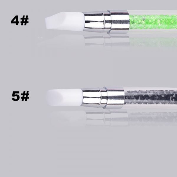 5PCS Double Heads Nail Art Silicone Sculpture Pen With Rhinestone Acrylic Handle-4