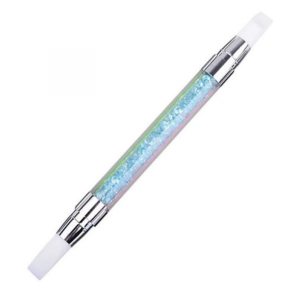 5PCS Double Heads Nail Art Silicone Sculpture Pen With Rhinestone Acrylic Handle-9