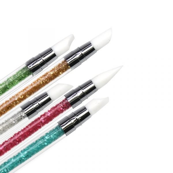 5PCS Short Type Double Heads Nail Art Silicone Sculpture Pen With Plastic Handle-2