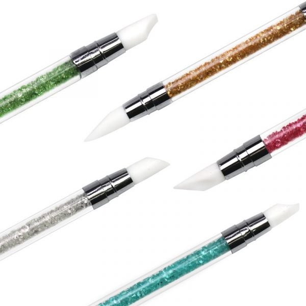 5PCS Short Type Double Heads Nail Art Silicone Sculpture Pen With Plastic Handle-4