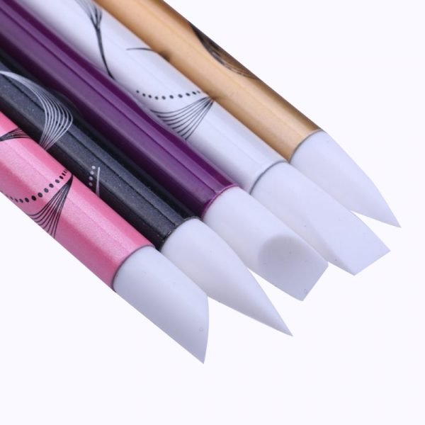 5PCS Soft Silicone Nail Art design Carving Craft Pen Brush Kit-2