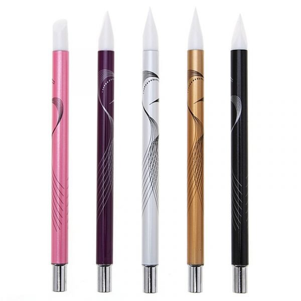 5PCS Soft Silicone Nail Art design Carving Craft Pen Brush Kit-3
