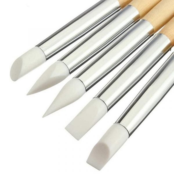 5PCS Wooden Handle Nail Art Silicone Sculpture Pen Set-1