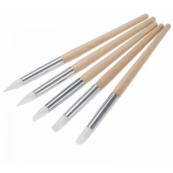 5PCS Wooden Handle Nail Art Silicone Sculpture Pen Set-3