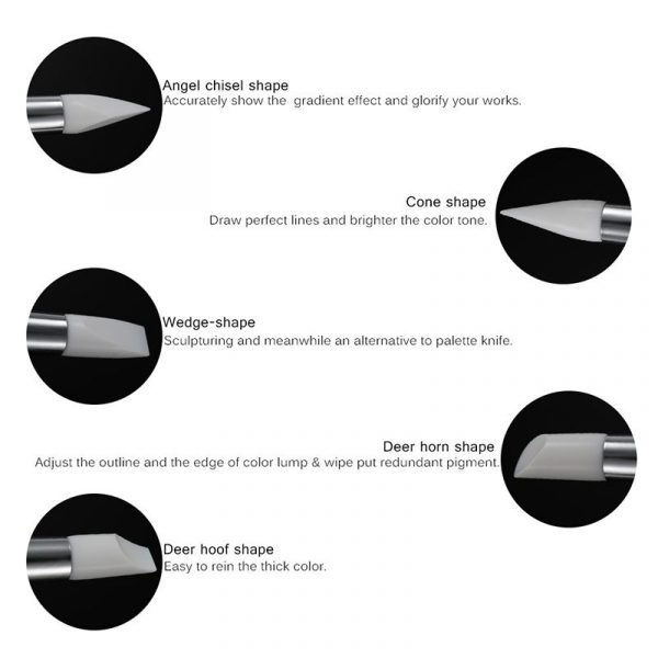 5PCS Wooden Handle Nail Art Silicone Sculpture Pen Set-5