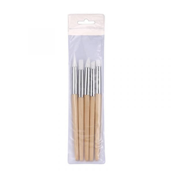 5PCS Wooden Handle Nail Art Silicone Sculpture Pen Set-6