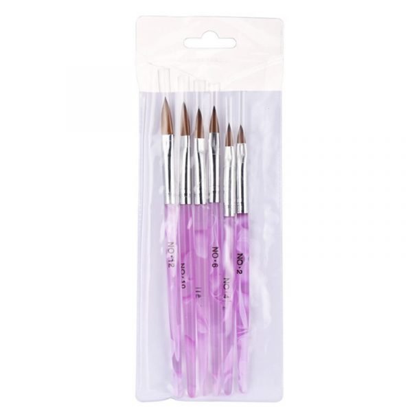 6PCS Acrylic Handle Multiple Sizes Acrylic Nail Art Brush-package