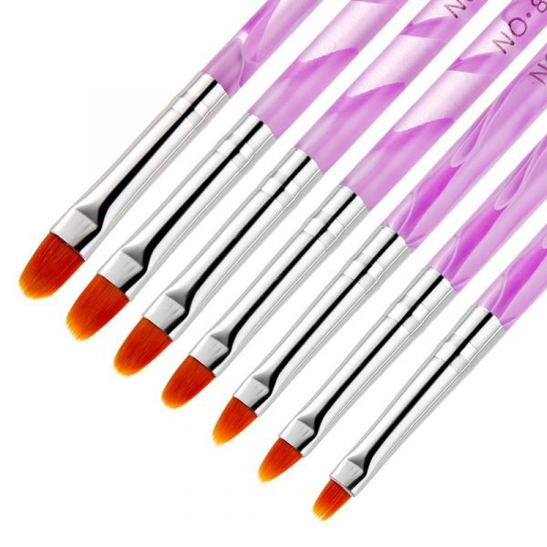 7PCS Purple Acrylic Handle Nail Art Design Painting UV GEL Brush Set-1