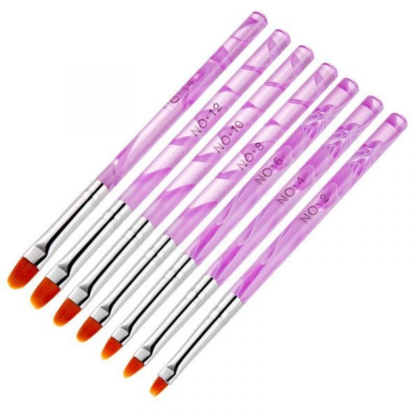 7PCS Purple Acrylic Handle Nail Art Design Painting UV GEL Brush Set-2