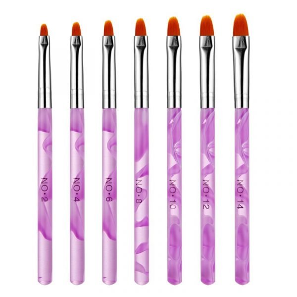 7PCS Purple Acrylic Handle Nail Art Design Painting UV GEL Brush Set-3