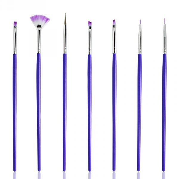7PCS Purple Handle Nail Art Design Pen Painting Brush Set-3