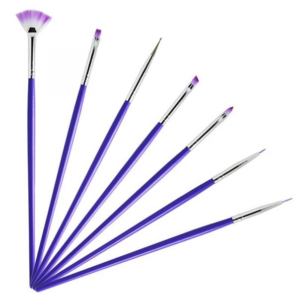 7PCS Purple Handle Nail Art Design Pen Painting Brush Set-4