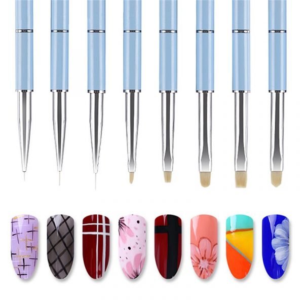 8 Types Gradient Color Metal Handle Nail Art Brush-2
