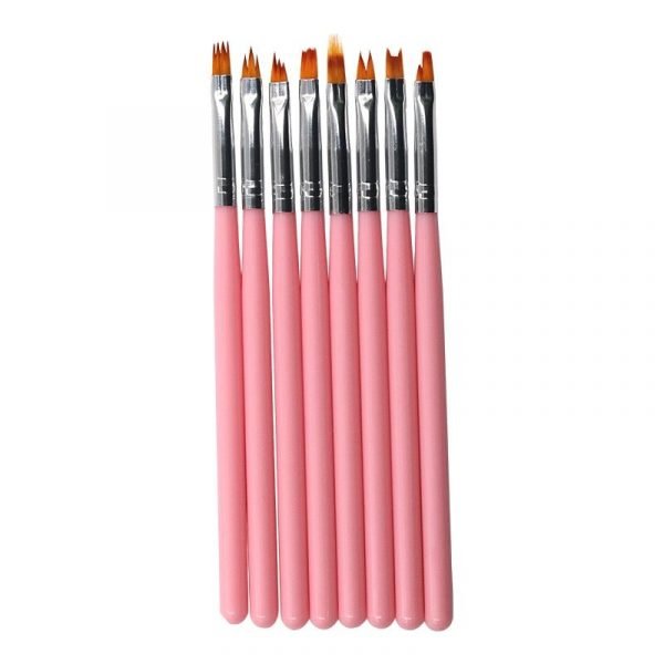 8PCS Pink Handle One Stroke Flower Painting Nail Art Brush Set-2