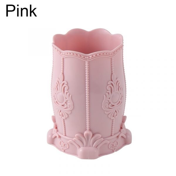 Antique Anaglyph Style Nail Art Brush Holder Nail Tools Storage Box-pink