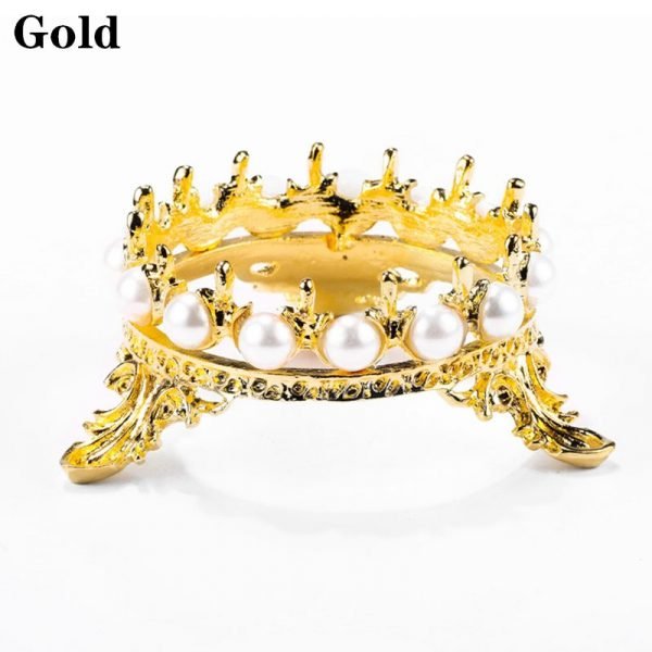 Crown Shape Nail Brush Rack Stand Holder With Inlaid Pearl Rhinestone-4
