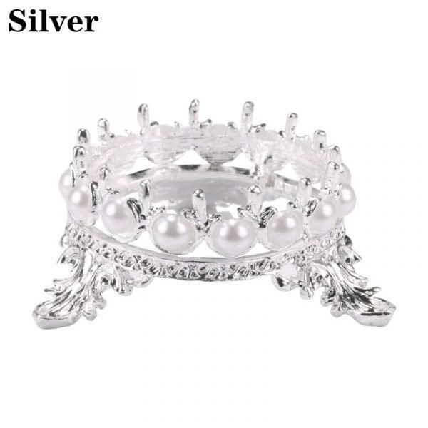 Crown Shape Nail Brush Rack Stand Holder With Inlaid Pearl Rhinestone-5