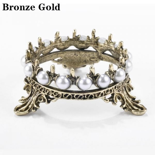 Crown Shape Nail Brush Rack Stand Holder With Inlaid Pearl Rhinestone-6