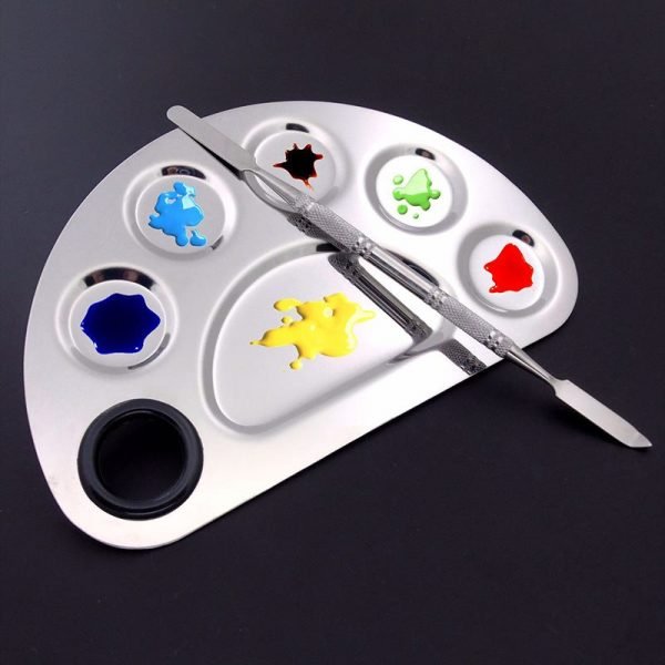 Four Shapes Stainless Steel Nail Art Makeup Color Palette-7