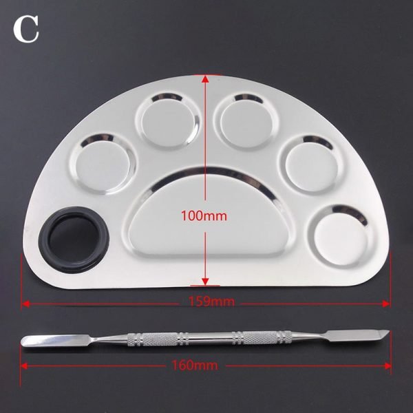 Four Shapes Stainless Steel Nail Art Makeup Color Palette-C