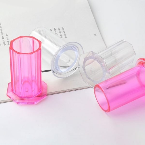 Nail Art Brushes Round and Octangle Shape Mini Plastic Storage Holder-5