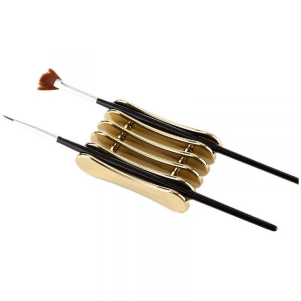 Plated 5 Grids Nail Art Brush holder Nail Salon Tools Brush Rack-4
