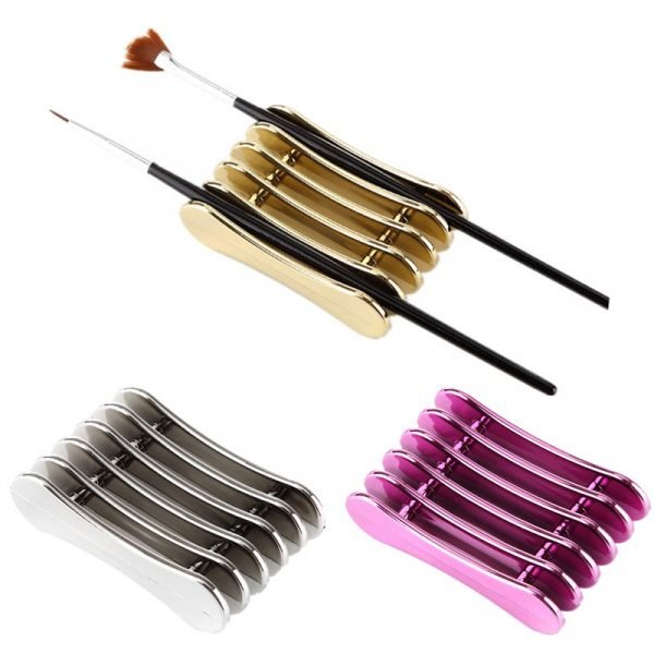 Plated 5 Grids Nail Art Brush holder Nail Salon Tools Brush Rack