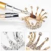 Retro Crown Style Nail Brush Rest Holder With Inlaid Rhinestone-1