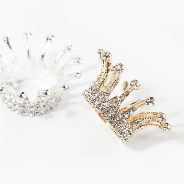 Retro Crown Style Nail Brush Rest Holder With Inlaid Rhinestone-2