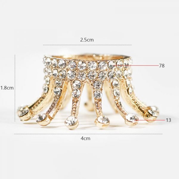 Retro Crown Style Nail Brush Rest Holder With Inlaid Rhinestone-3