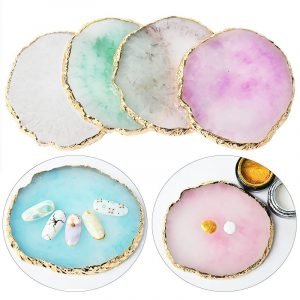 Round Shape Resin Nail Art Color Mixing Palette And Artwork Display Board