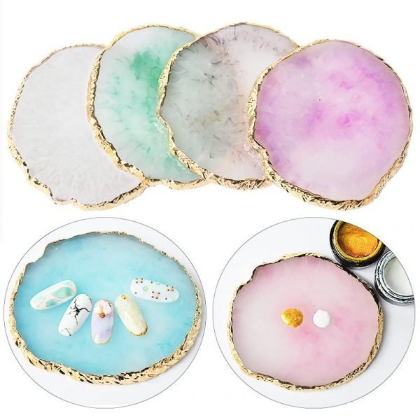 Round Shape Resin Nail Art Color Mixing Palette And Artwork Display Board