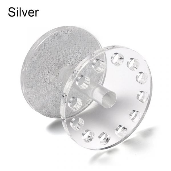 Super Thick Acrylic Round Shape 12 Holes Nail Brush Holder Stand-silver