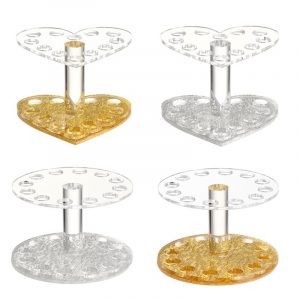 Thin Type Acrylic Round and Heart Shape 12 Holes Nail Brush Holder Stand