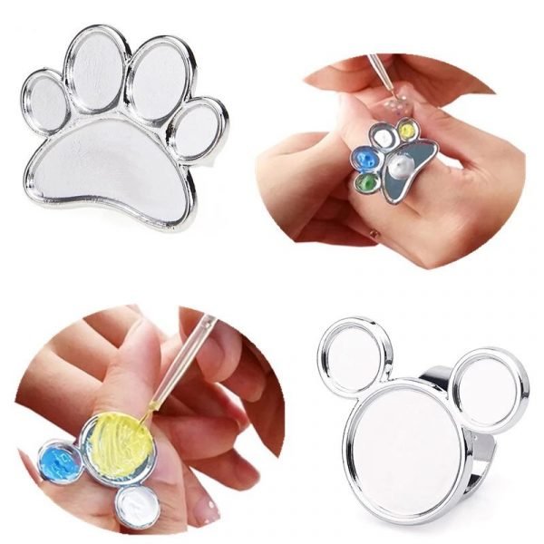 Various Shapes Stainless Mini Nail Art Color Palette Ring-3