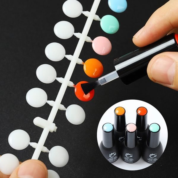 120 Tips Per Bag Round Shape Flat Back Nail Tips Color Chart Display With Adhesive Stickers-1