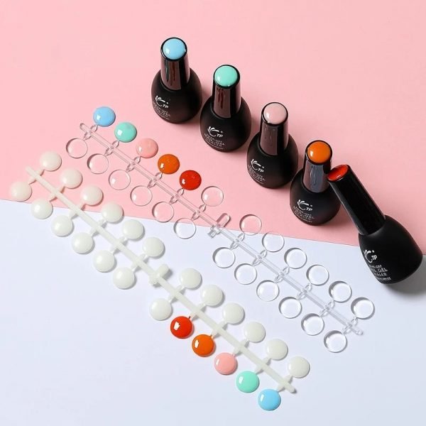 120 Tips Per Bag Round Shape Flat Back Nail Tips Color Chart Display With Adhesive Stickers-2